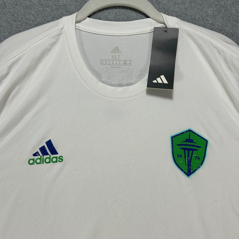 Seattle Sounders Adidas LS Pregame Shirt Mens XLT White Aeroready Sporty Soccer